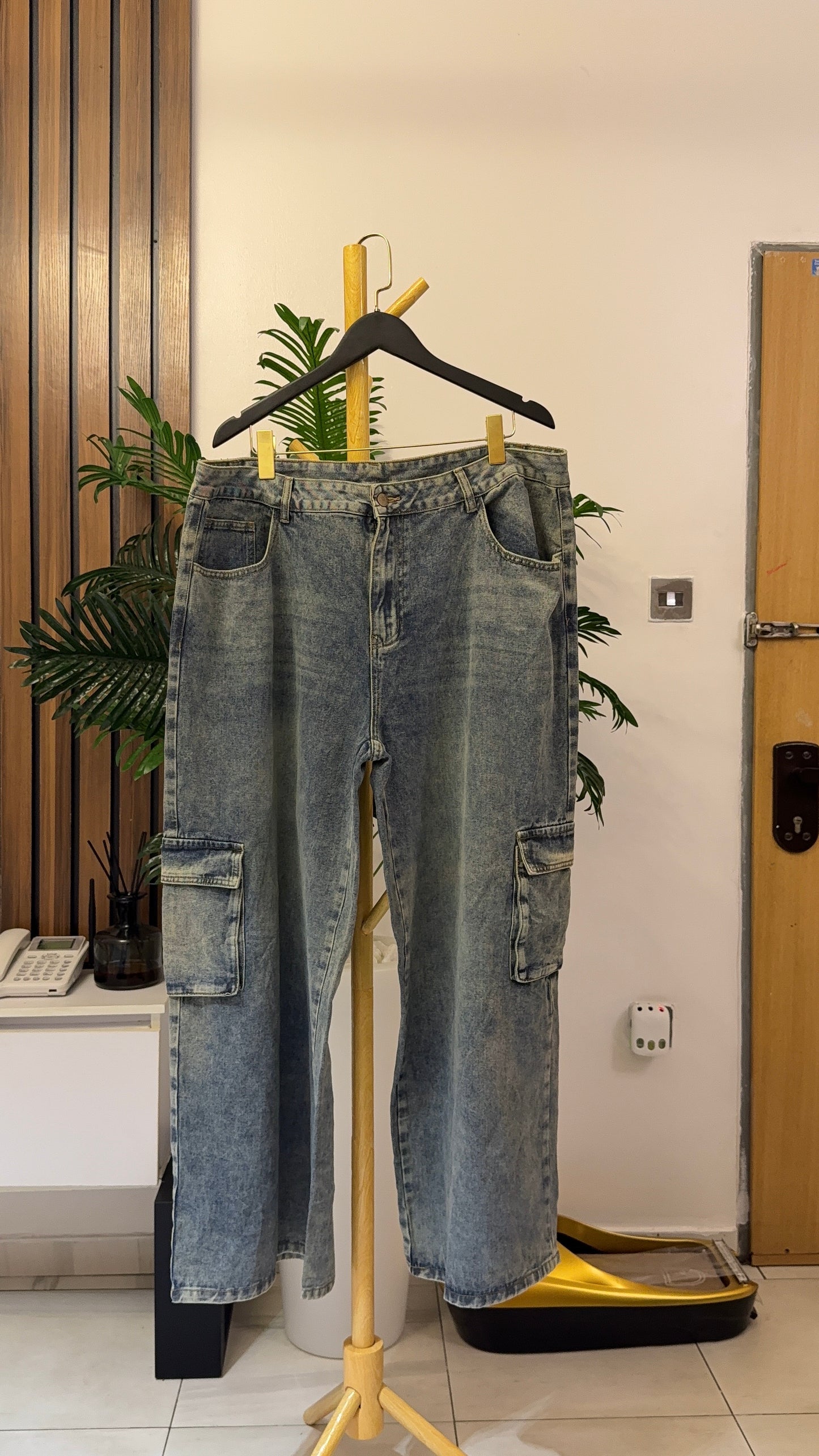 Blue Combat Baggy Jeans