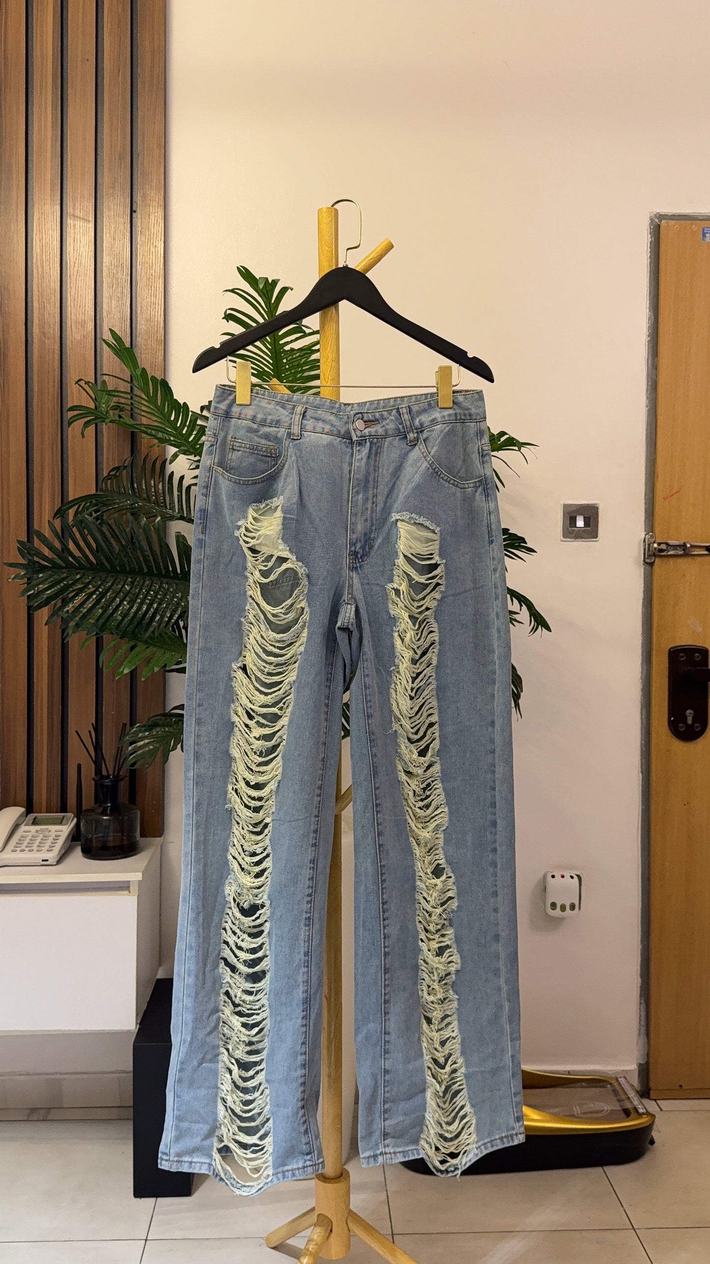 Blue Ripped Baggy Jeans