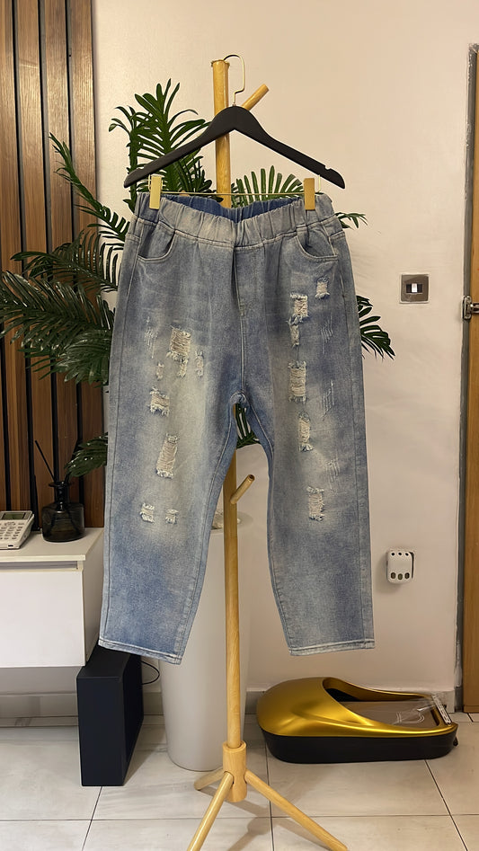 Blue Ripped Mom Jeans