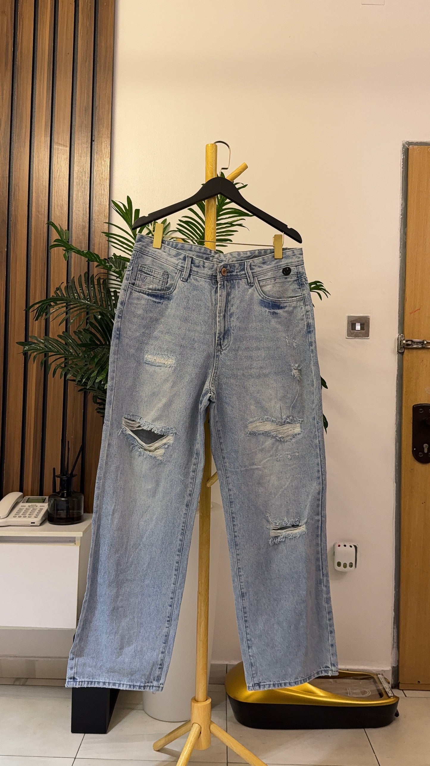 Blue Ripped Boyfriend Jeans