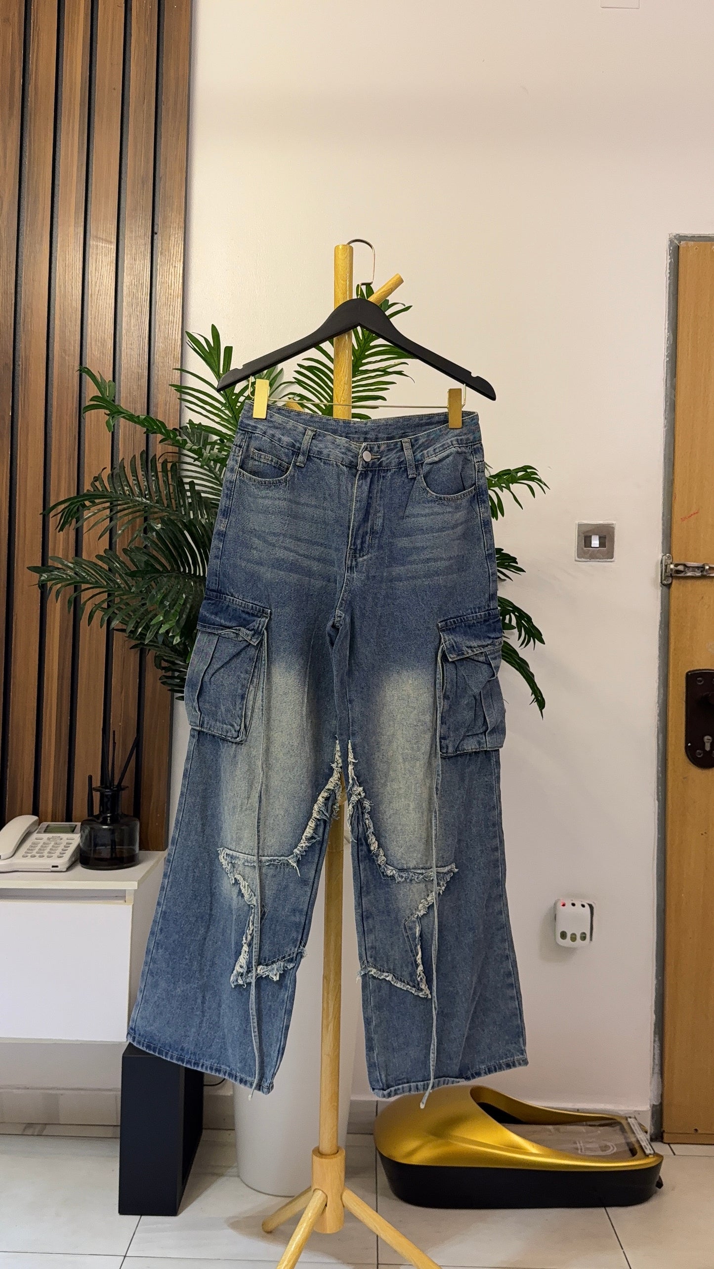 Blue Combat Baggy Jeans