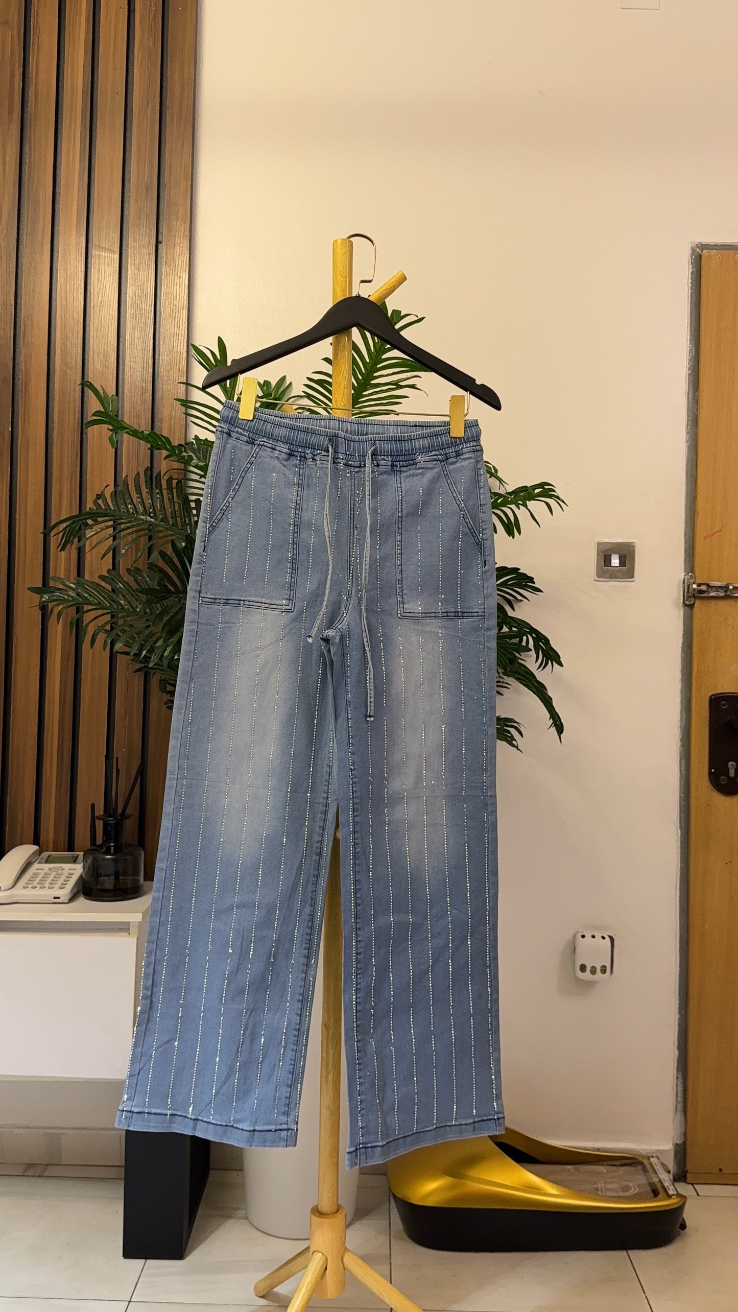Blue Stoned Baggy Jeans