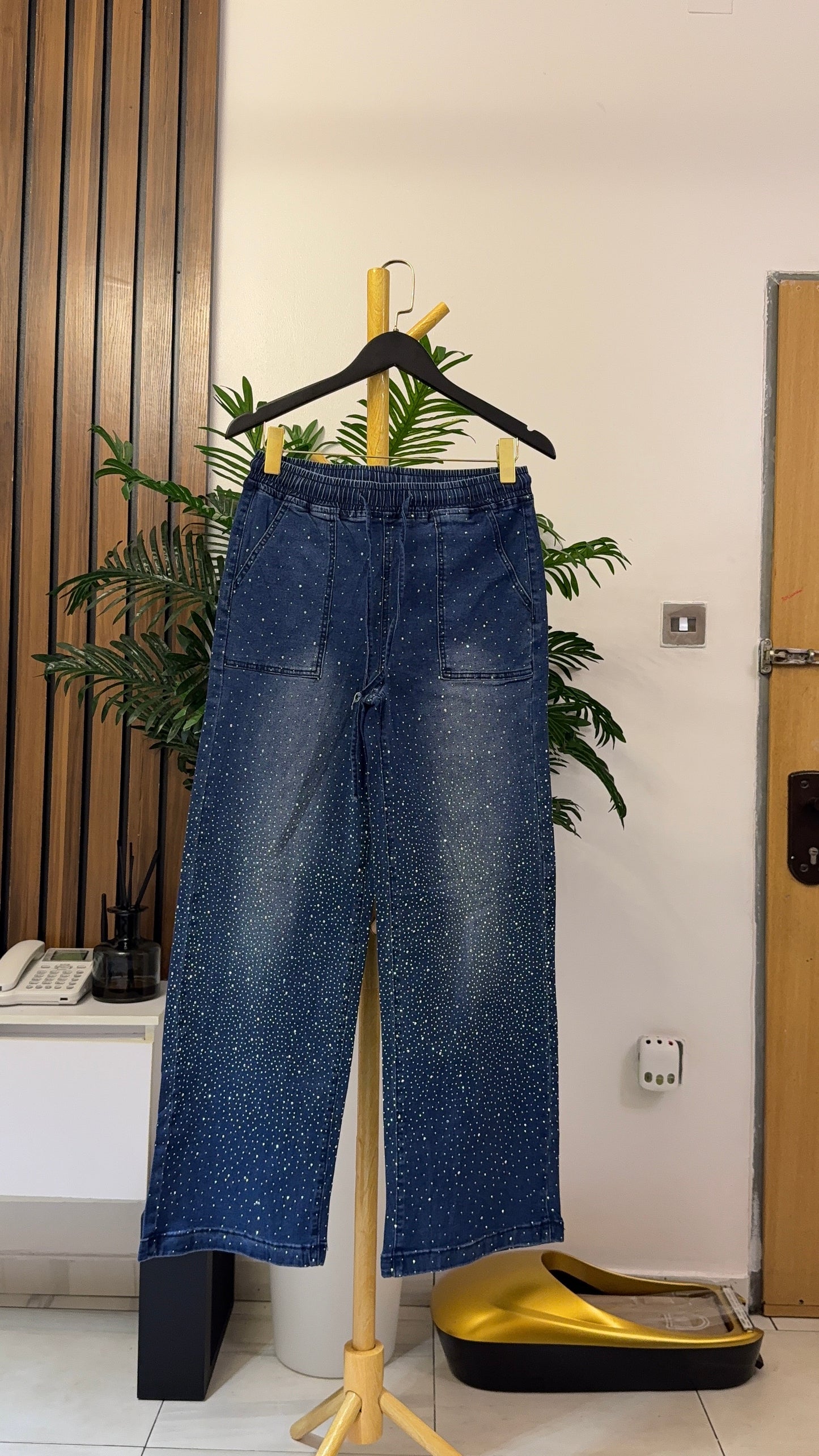 Blue Stoned Baggy Jeans