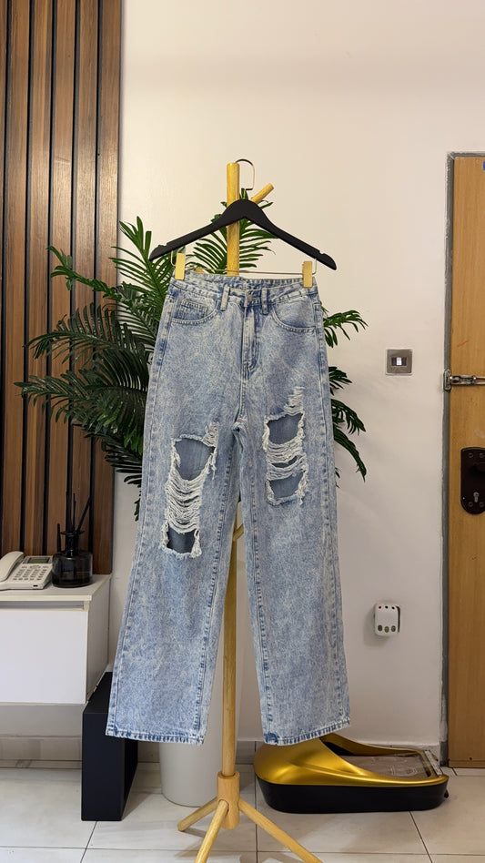Blue Ripped Baggy Jeans