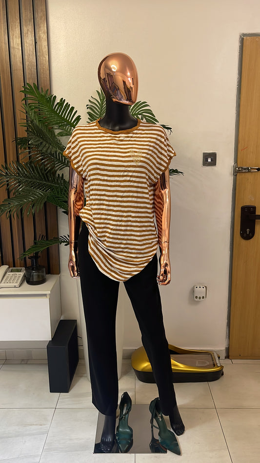 Brown and White Blouse