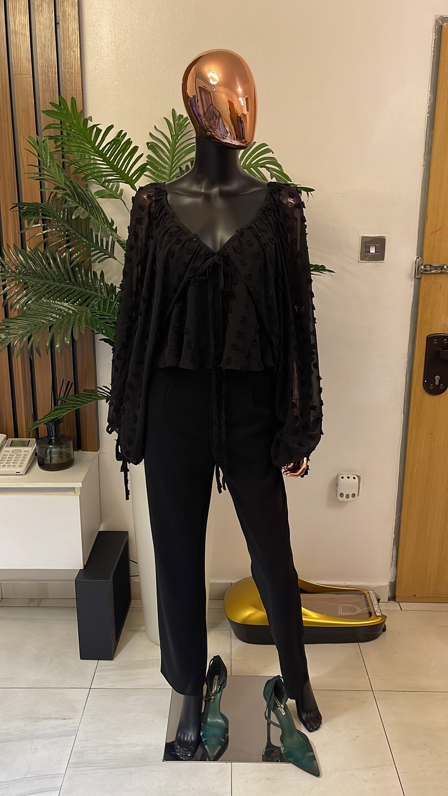 Black Crop Blouse
