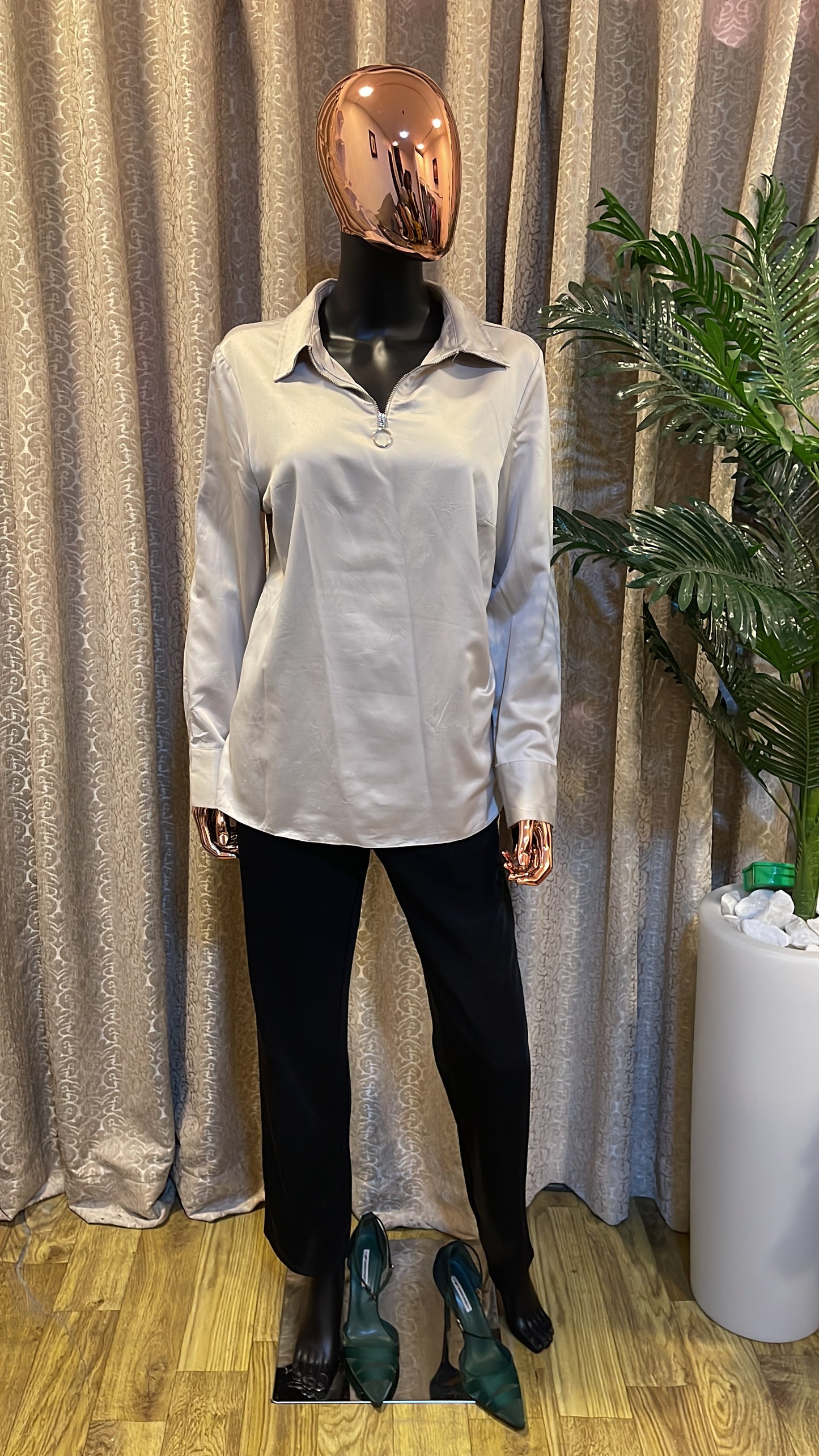 Gray Silk Blouse