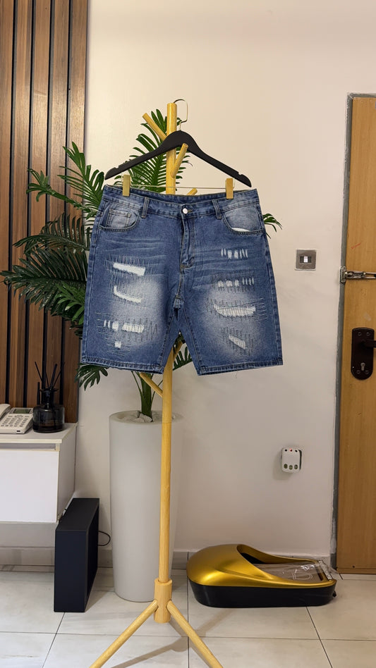 Blue Ripped Jort