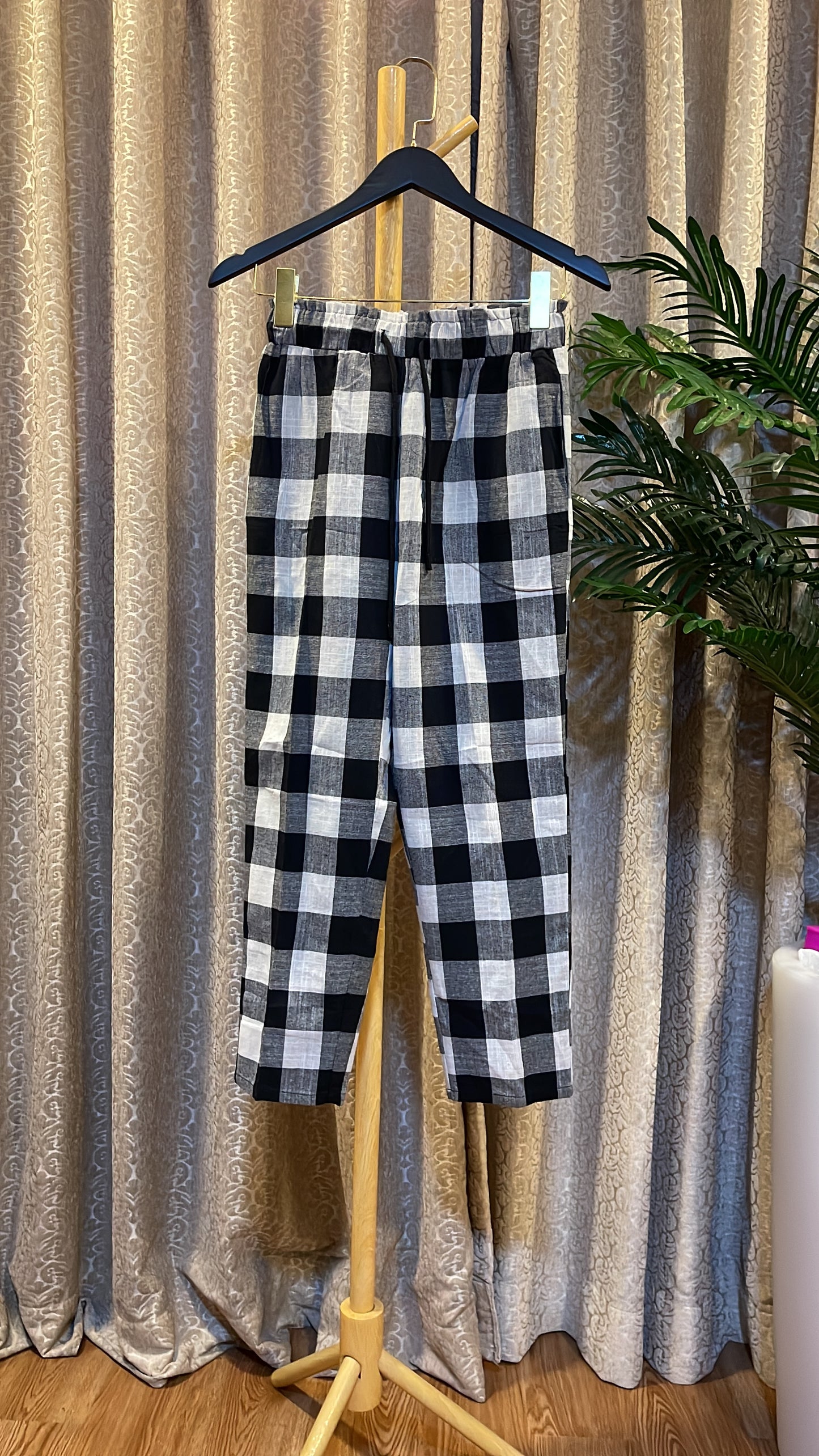 Black and White Plain Trouser
