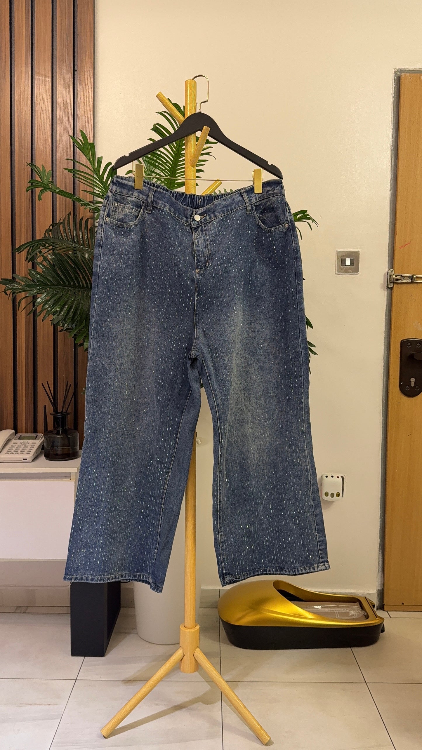 Blue Stoned Boyfriend Jeans