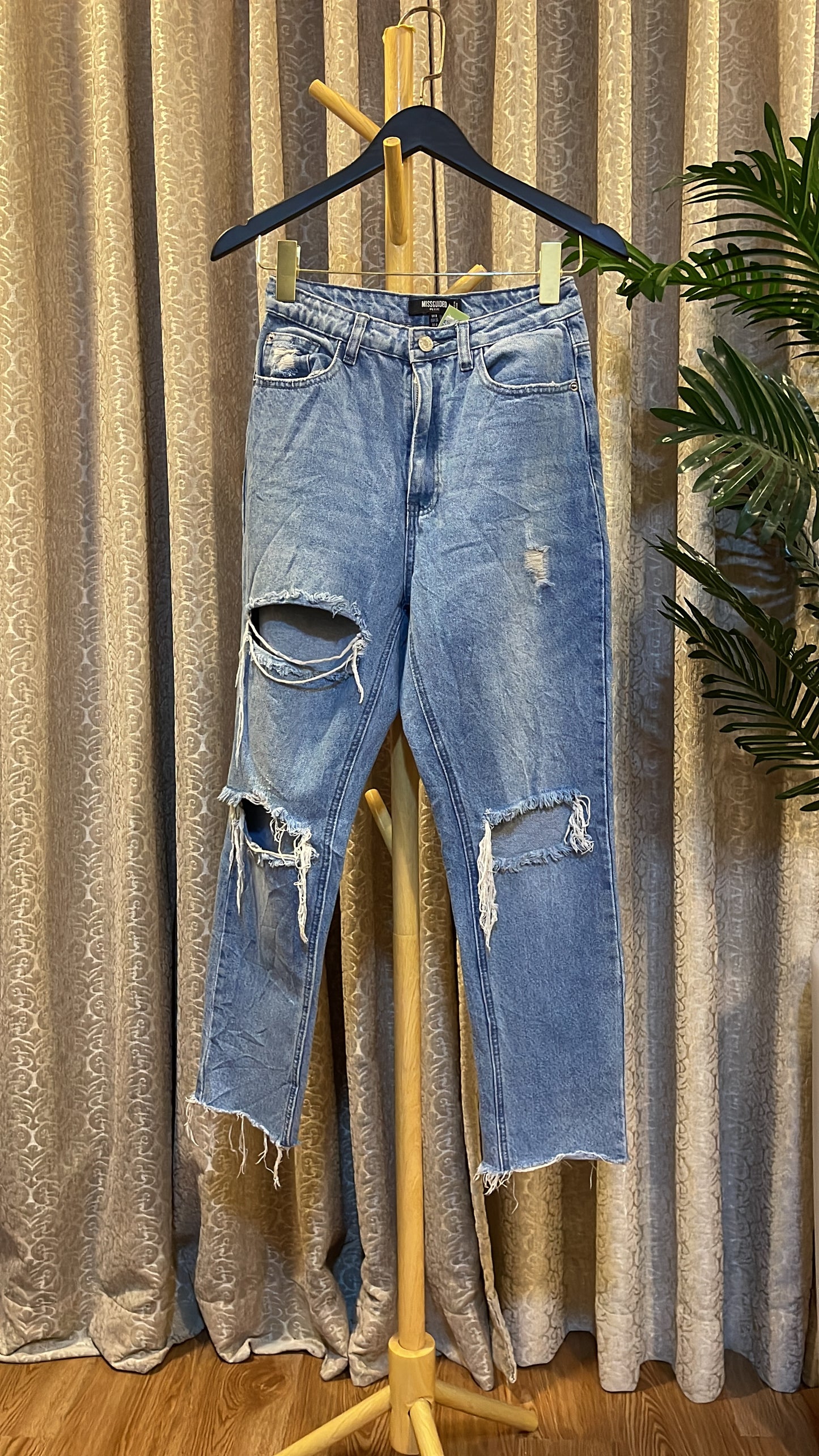 Blue Ripped Boyfriend Jeans