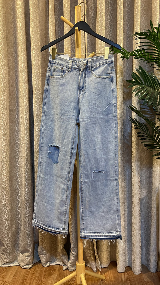 Blue Ripped Boyfriend Jeans