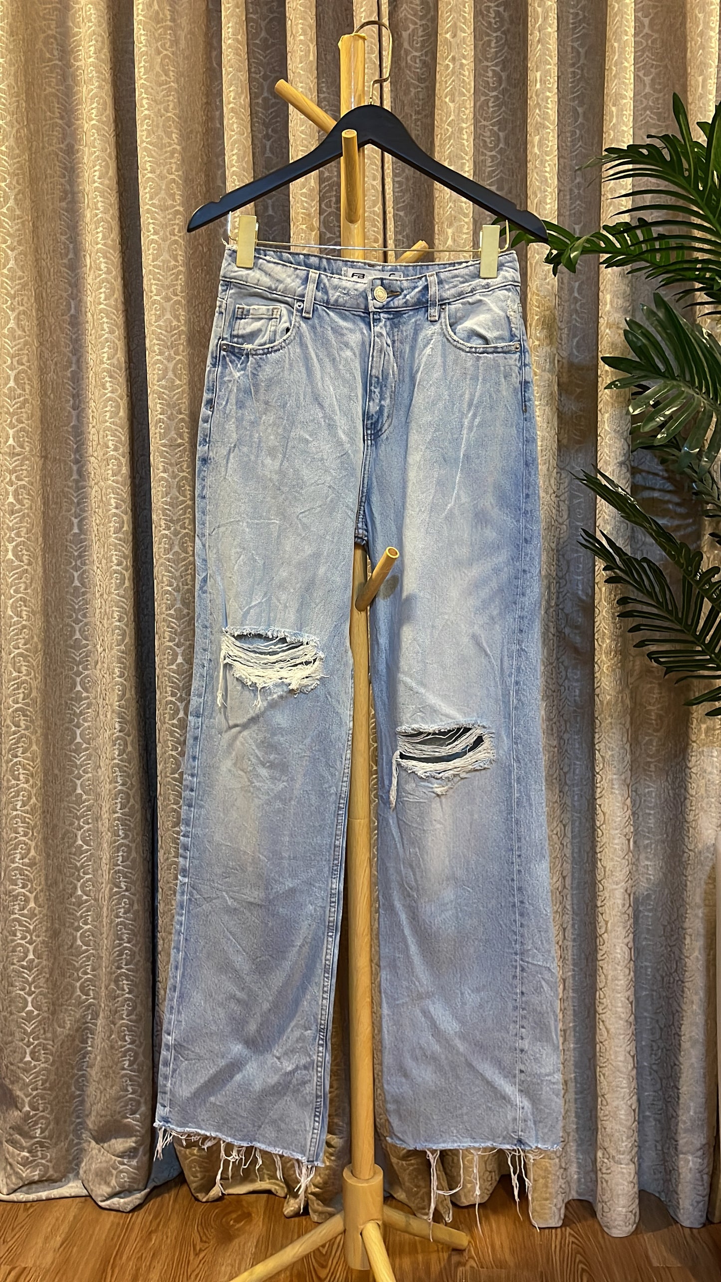 Blue Ripped Boyfriend Jeans