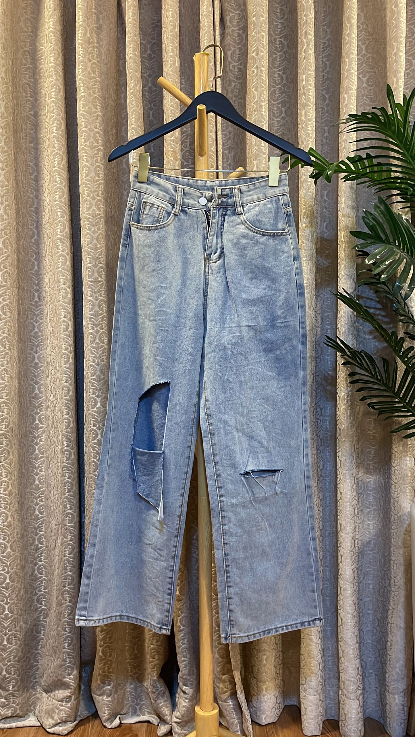 Blue Ripped Boyfriend Jeans