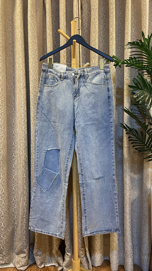 Blue Ripped Boyfriend Jeans