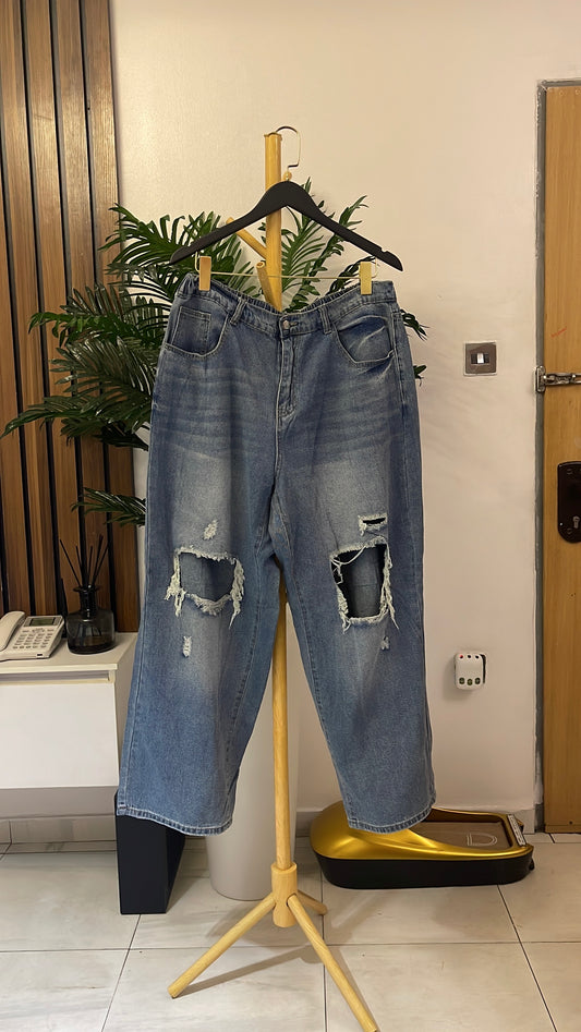 Blue Ripped Baggy Jeans
