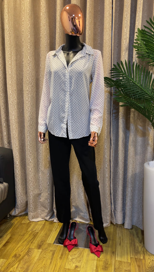 White Polka Dots Shirt Blouse