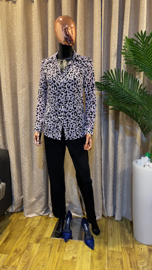 Purple Animal Print Shirt Blouse